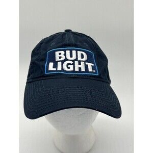 Bud Light Hat Cap Strap Back One Size Blue Beer Logo H3 Headwear Mens Casual